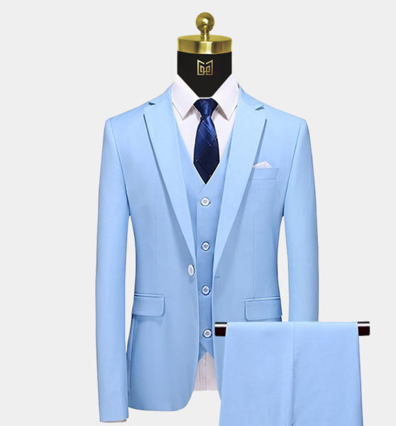 Sky Blue 3 Piece Suit - Robranmall
